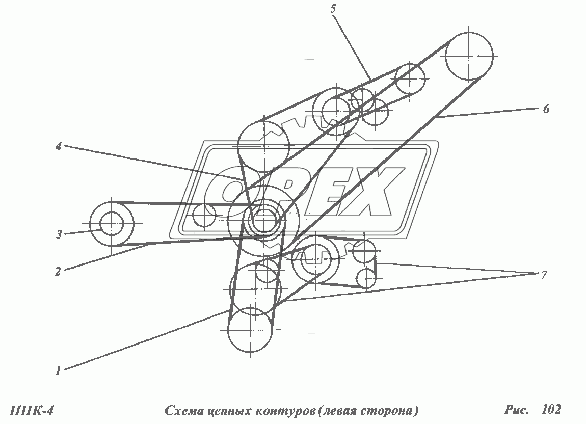Схема цепных контуров (левая сторона)